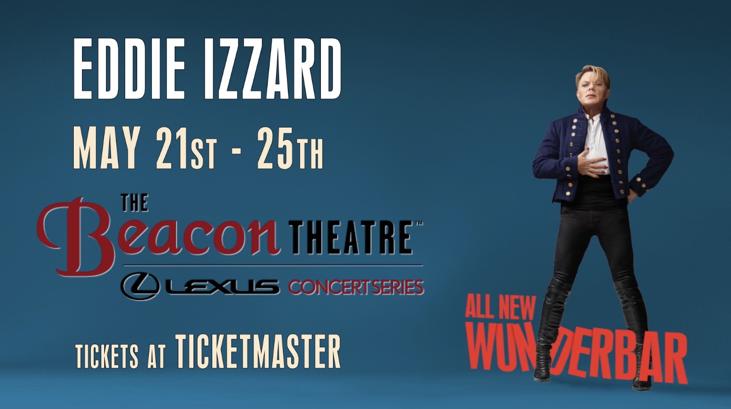 Eddie Izzard — Wunderbar — production still by No Fat Creative